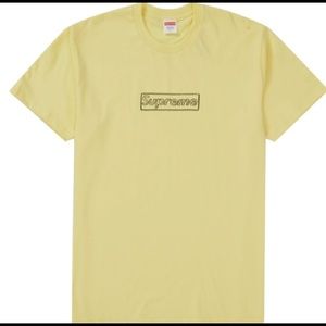 Supreme X Kaws box logo in yellow